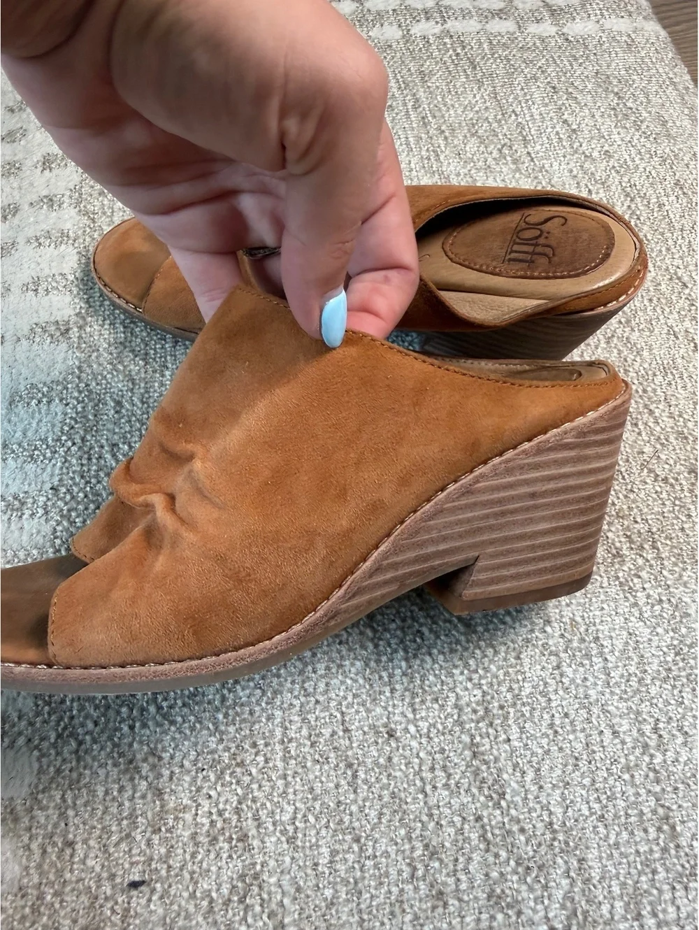 Sofft Women's Brown Suede Open-Toe Wedges